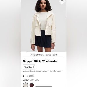 NWT Lululemon cropped utility windbreaker Light Ivory size Small